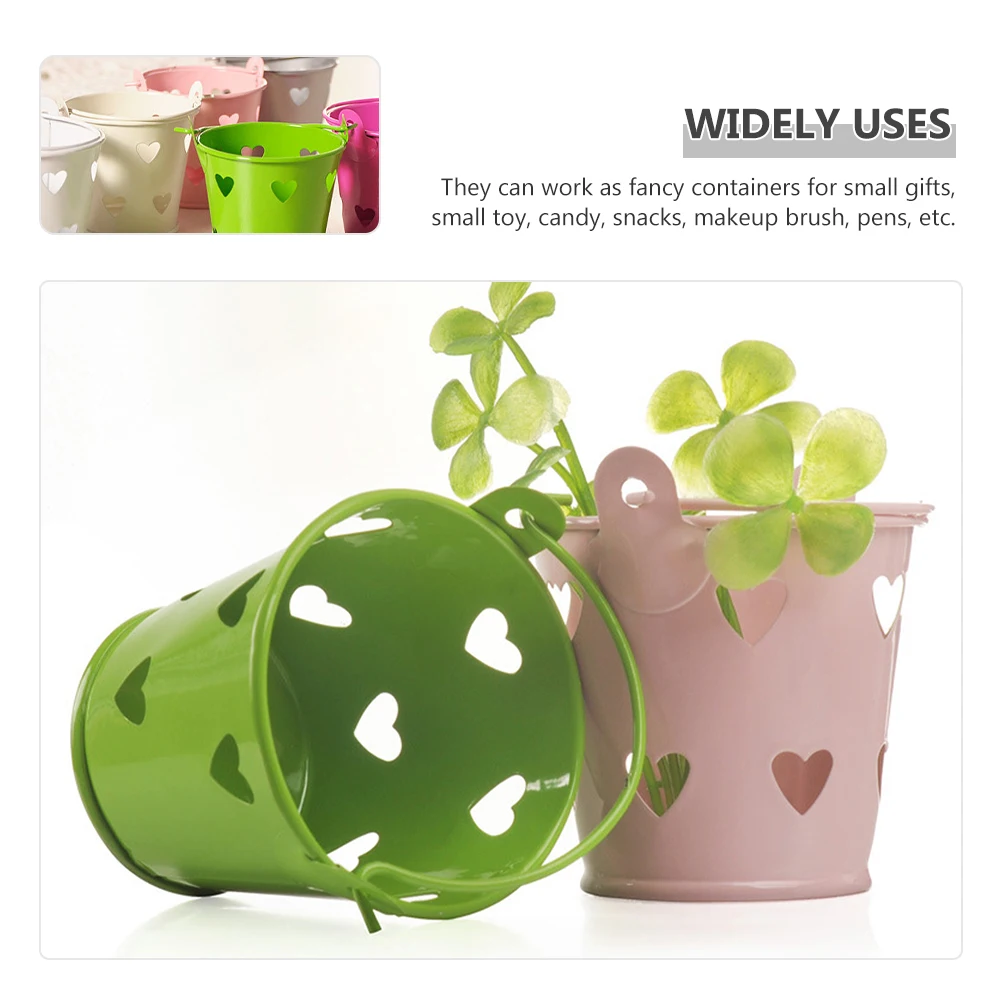 

6pcs Mini Iron Buckets Candy Holders Metal Storage Party Favors Halloween Wedding Christmas Decor Small Buckets
