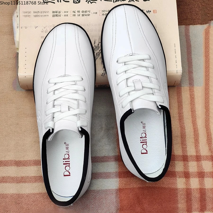 جلد البقر الأصلي تاي تشي أحذية لفنون الكونغ فو الووشو فنون الدفاع عن النفس لينة مرنة وحيد خفيفة الوزن الرجال النساء الأحذية