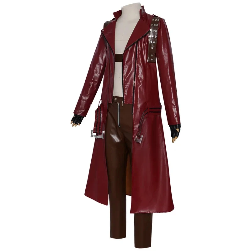 Devil Cos May Cry 3 Cosplay Dante Men's Game Uniforms Wig Red Long Poncho Jacket Set Halloween Carnival Costumes FD1;6 - view 3