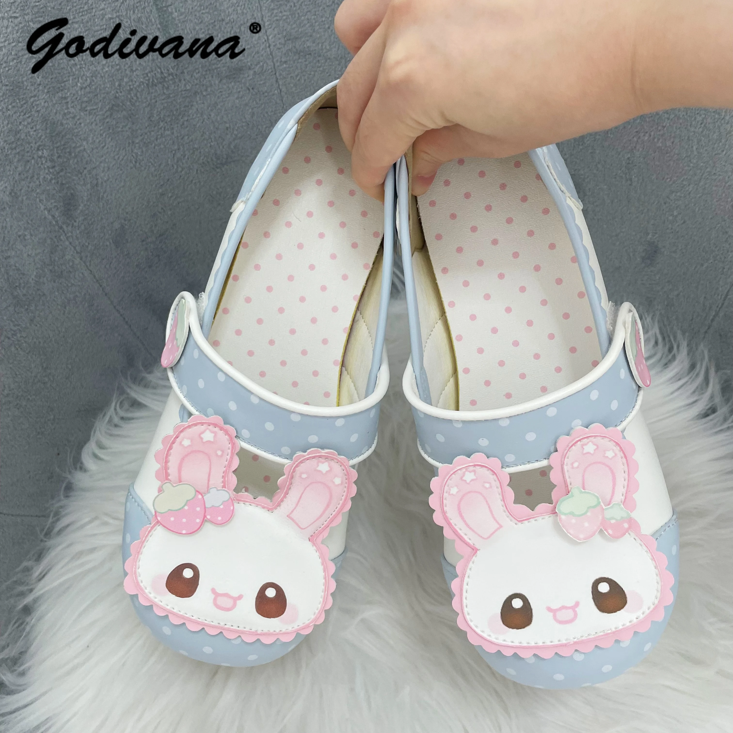 الأصلي لوليتا أحذية الملاعب المغطاة الحلو لطيف طالب الفتيات الكرتون الفيلكرو جولة رئيس لينة وحيد الأميرة أحذية أحذية جلدية مسطحة