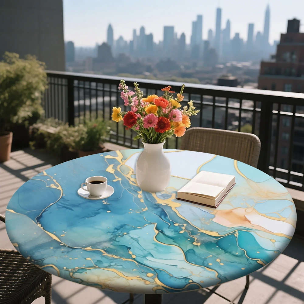 

The round elastic tablecloth is made of polyester and suitable for indoor dining room decoration.