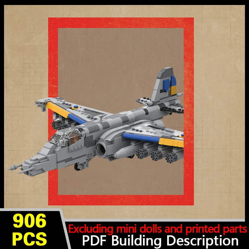 Su-25 Attack Aircraft Model MOC Building Bricks War Equipment Modular Technology Gifts Holiday Assemble Children Toys Suit