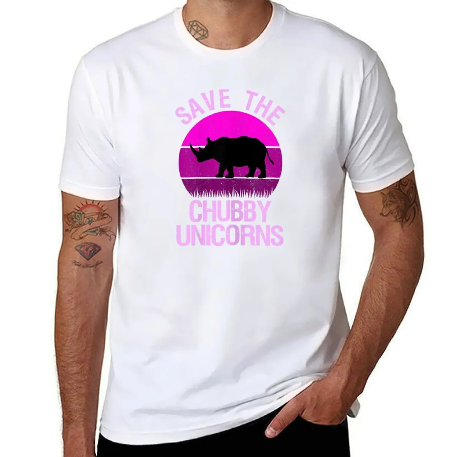 

Save The Chubby Unicorns funny chubby T-Shirt Sports Casual Short Sleeve Cotton Tee
