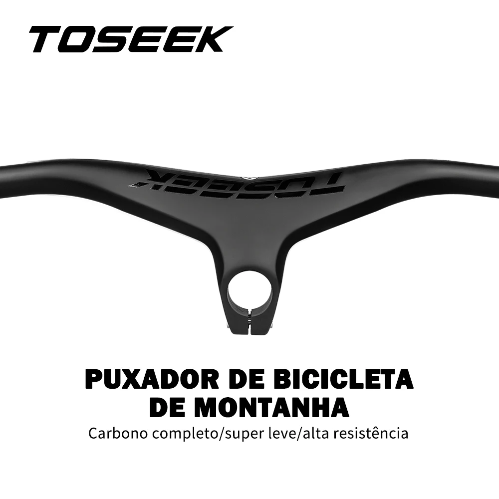 Toseek mtb guidão e haste 28.6mm-17degree carbono integrado guiador para mountain bike 660 ~ 800*70/80/90/100mm peças da bicicleta