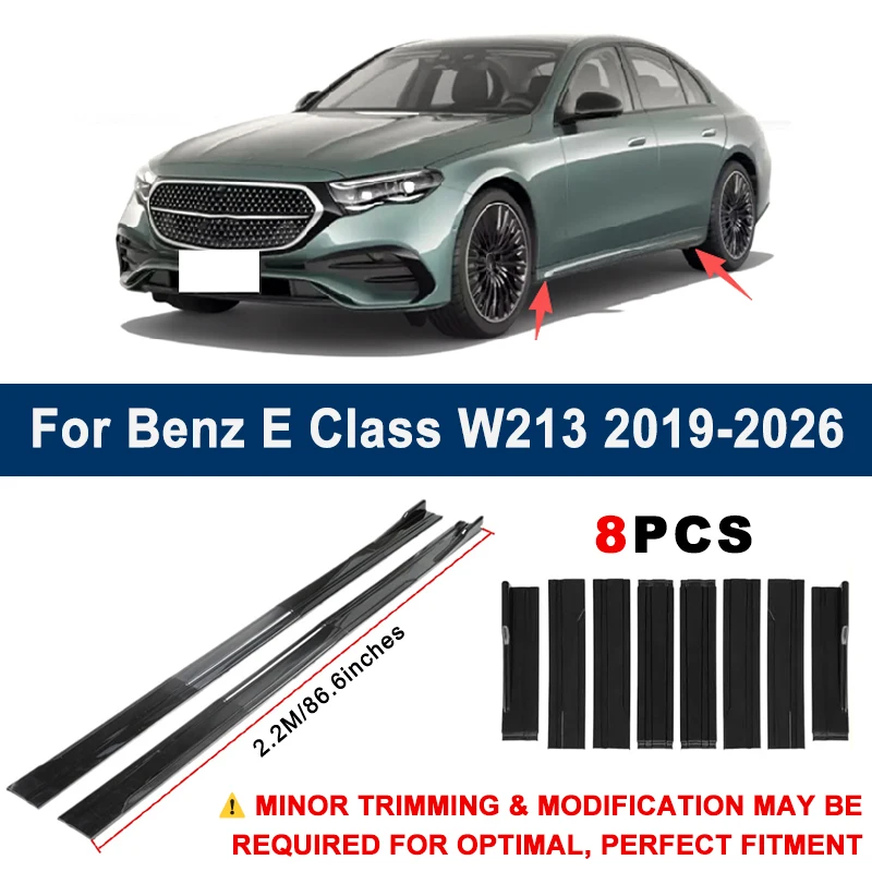 Aerodynamic 2.2m Sectional Side Skirt Extension Lips Racing Side Spoiler For Benz E Class W213 2019-2026 2020 Sport Upgrade Kit