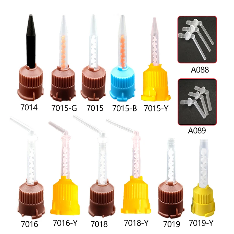 

50/100 PCS Dental Mixing Tips Short Silicone Disposable Rubber Mixing Head Brown 1:1/1:4 Dental Impression Materials