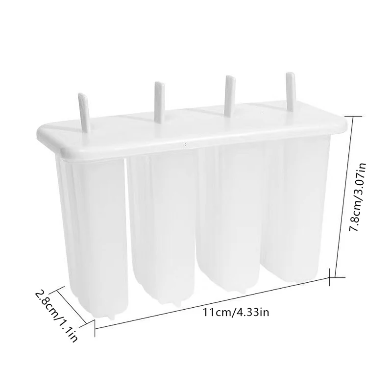 Ice Cream Mold 4 Ice Popsicle Mold Set Ice Maker Ice Tray DIY Reusable with Sticks and Lid Creative Kitchen Tool Summer