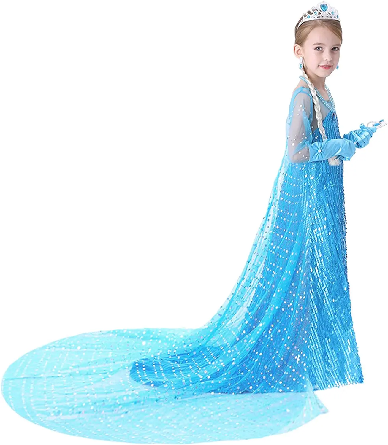 2024 New Girls Princess Elsa Dress Costume, Halloween, Birthday Party, Dress Up for Toddler, Kids