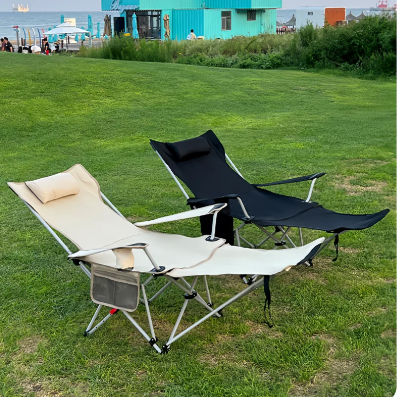 Portable Lightweight Folding Lounge Chair Adjustable Recliner Footrest for Camping Fishing Travel Beach Outdoor Relax Gear