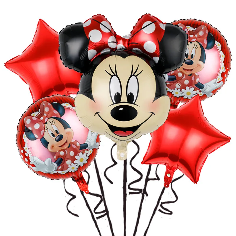 ديزني-ميني ميكي ماوس بالون الرأس ، بالونات الهيليوم ، استحمام الطفل ، زينة حفلة عيد ميلاد ، 24 "، 5 قطعة