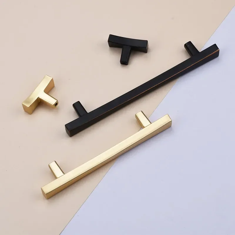 Nordic Cabinet Door Handle Modern Minimalist Black Wardrobe Single-hole Handle Golden Drawer Cabinet Long Handle