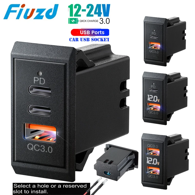 Gniazdo zasilania 12V 24V z wyjściem USB 54W, podwójny port USB-C PD, szybkie ładowanie 3.0, gniazdo ładowarki USB do Passata B8 B7 B6 B5, akcesoria