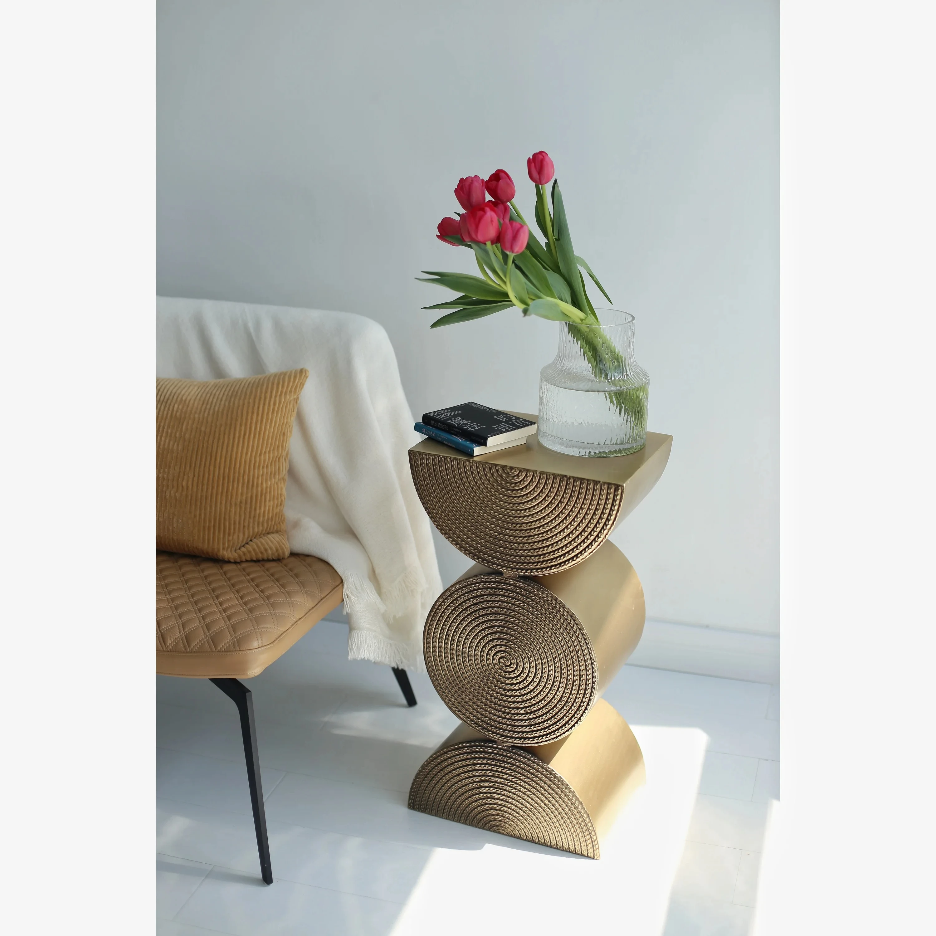 Retro Sofa Side Table Living Room Coffee Table Metal Gold Wheat Ear Side Tables Home Decoration New дизайнерская мебель image 3
