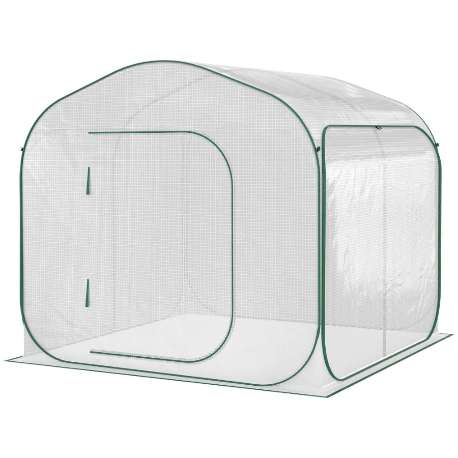 

Portable Greenhouse 7x7x6 Outdoor Garden Canopy Popup Zipper Door for Plants Flowers White