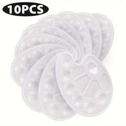2/6/8/10 Pack Plastic Art Painting Palettes, Oval Shaped Multi-Well Mixing Palette for Watercolor, Acrylic, and Oil Paints