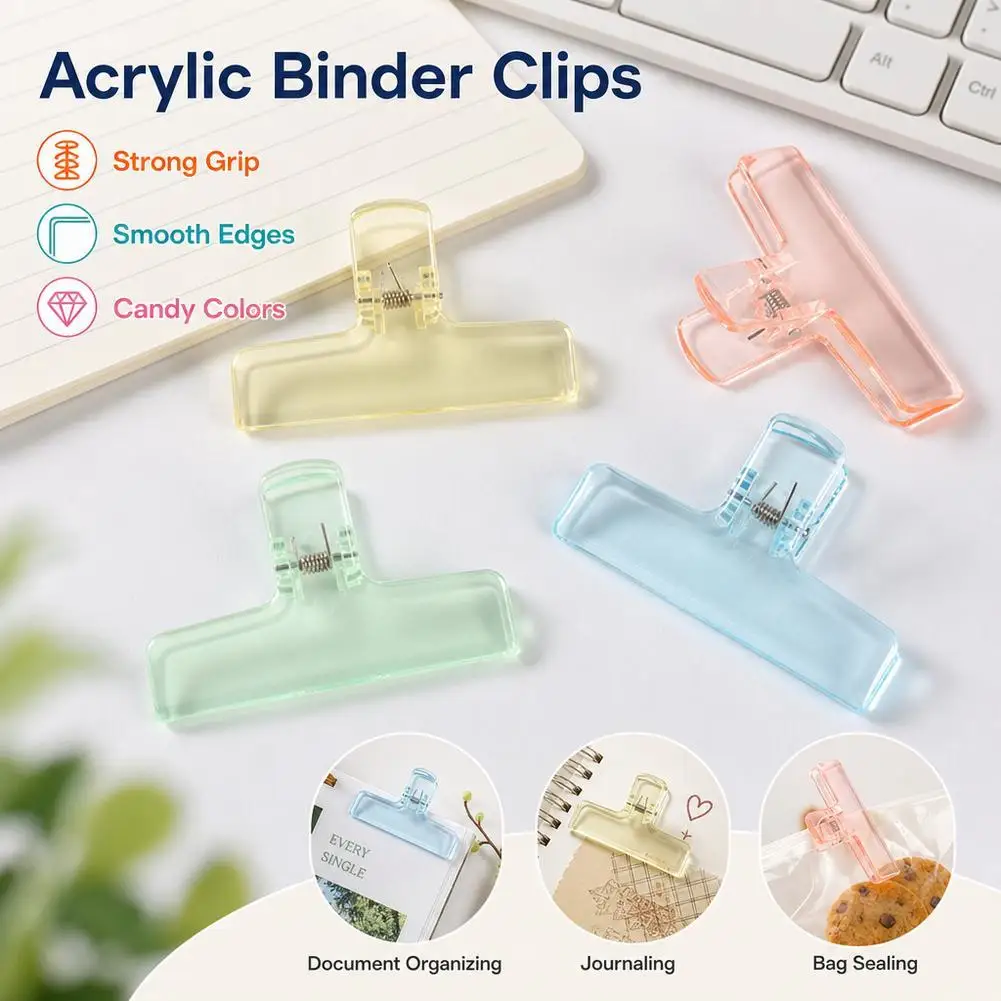 Transparent Acrylic Bag Sealing Clips Heavy Duty Food Package Clips Chip Bag Clips Reusable Kitchen Organization Tool For Home