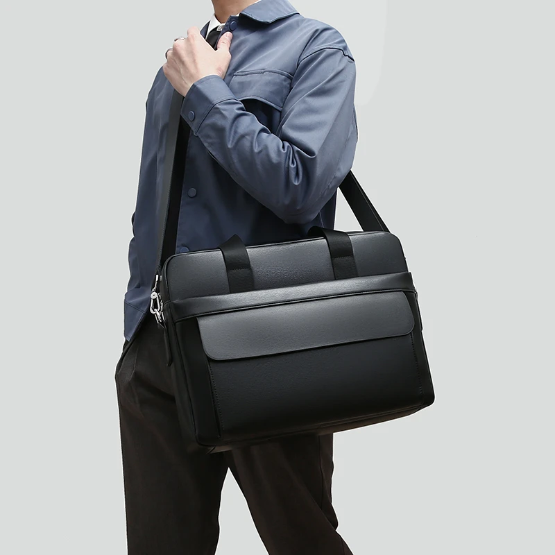 Luxury Brand Men Handbag Leather Man Briefcase for Laptop Messenger Men Leather Shoulder Bag Business Portfolio For A4 Document