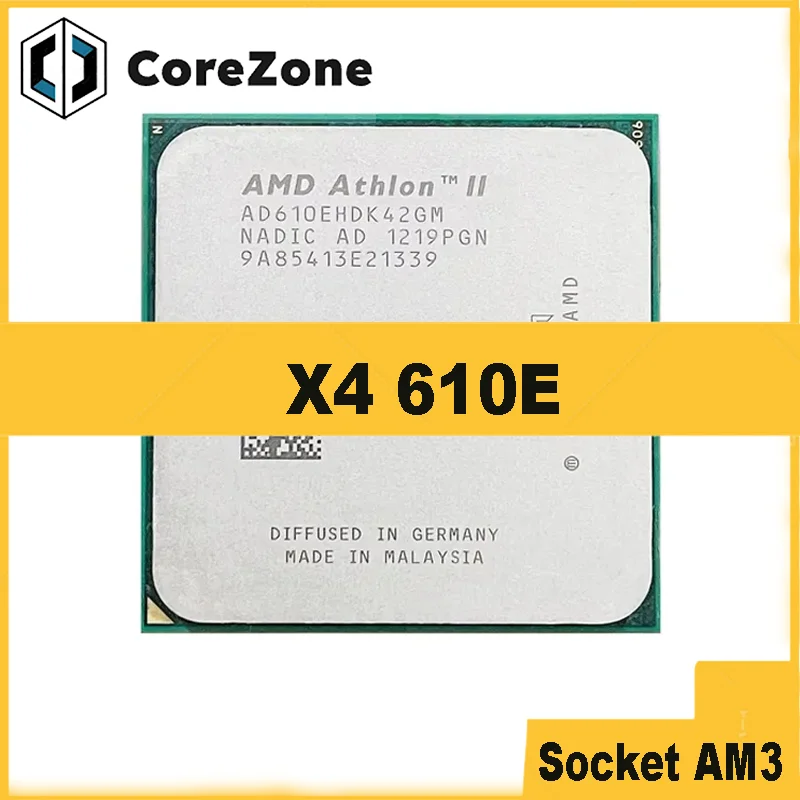 Athlon II X4-610E X4 610E Procesador de cuatro núcleos y cuatro hilos de 2,4 GHz AD610EHDK42GM Socket AM3