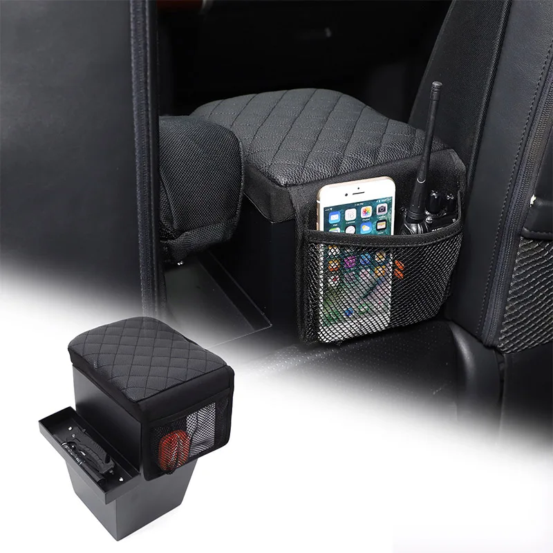 

For Toyota FJ Road Cruiser/GSJ15 Armbar safe Password box Leather with handrail Carbon steel Black 1pcs 2007-2021