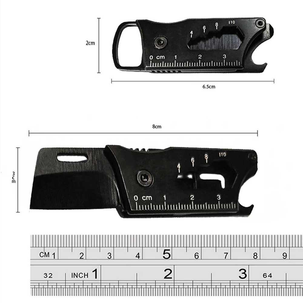 Stonewash Mini nóż składany brelok EDC Multitool Box Cutter wielofunkcyjny kieszonkowy nóż kempingowy ze stali nierdzewnej otwieracz do butelek