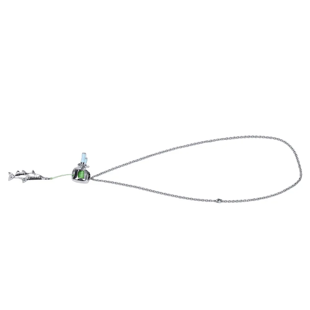 Durable Multifunctional Rotating Handle Zinc Alloy Adjustable Fishing Pendant Necklace Mini Fishing Reel Backpack Decoration