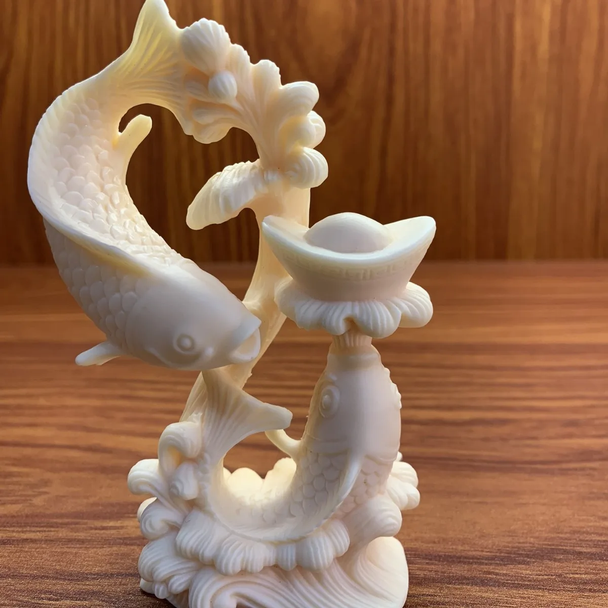 Ivory Nut Carved Twin Fish Treasure Figurine Wenwan Tea Pet Home Living Room Desktop Decor Craft Ornament