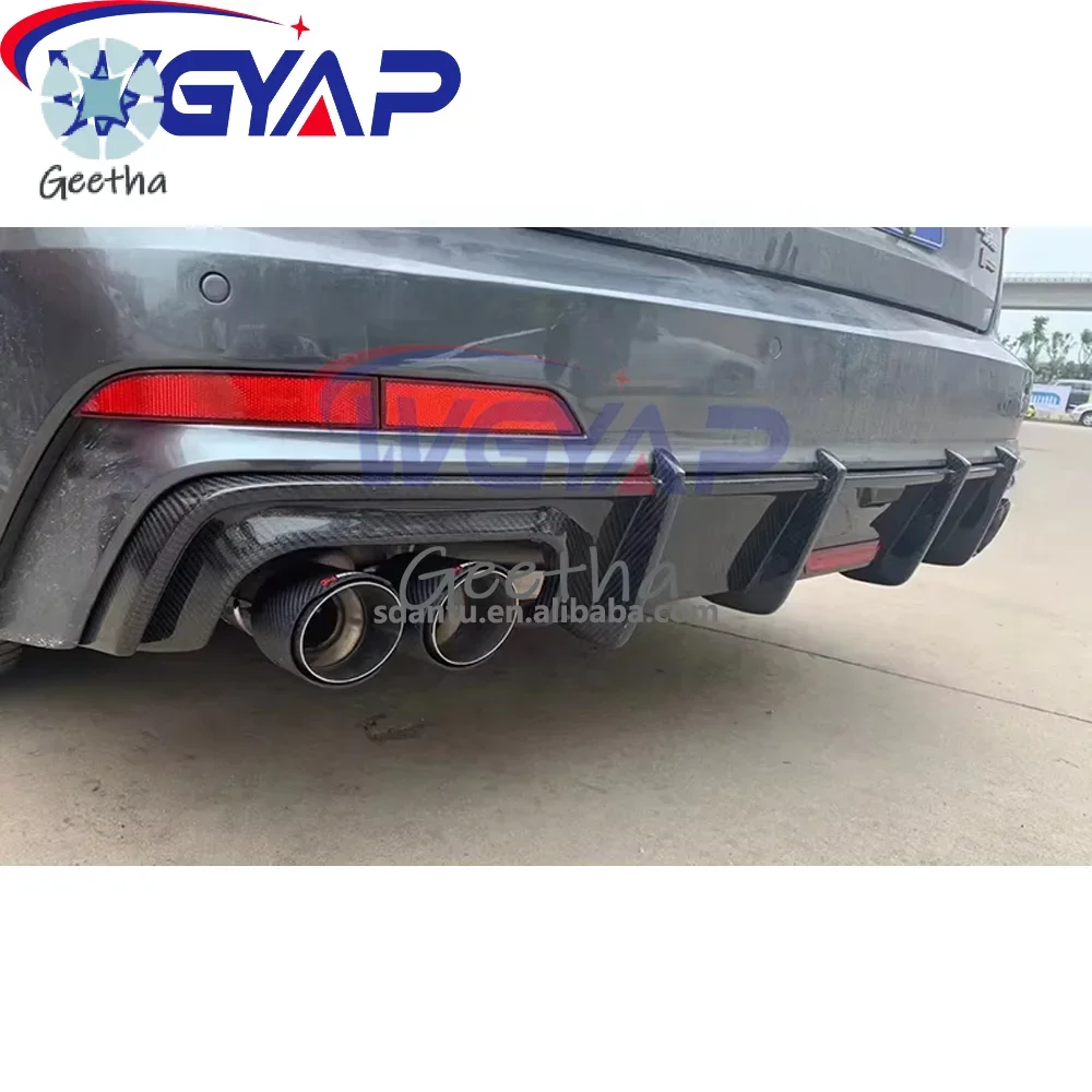 

For WGYAP High Quality Carbon Fiber Diffuser For Audi A7 S7 RS7 C7.5 2016 2017 2018 With Light Audi Rear Bumper New Condition