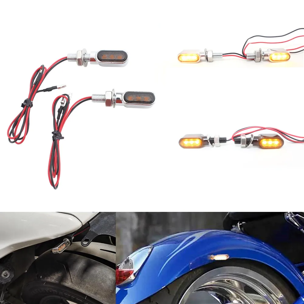 

Motorcycle 12V Mini LED Indicators Turn Signal Light Blinker Flasher luces led para moto For Harley Yamaha Kawasaki Accessories