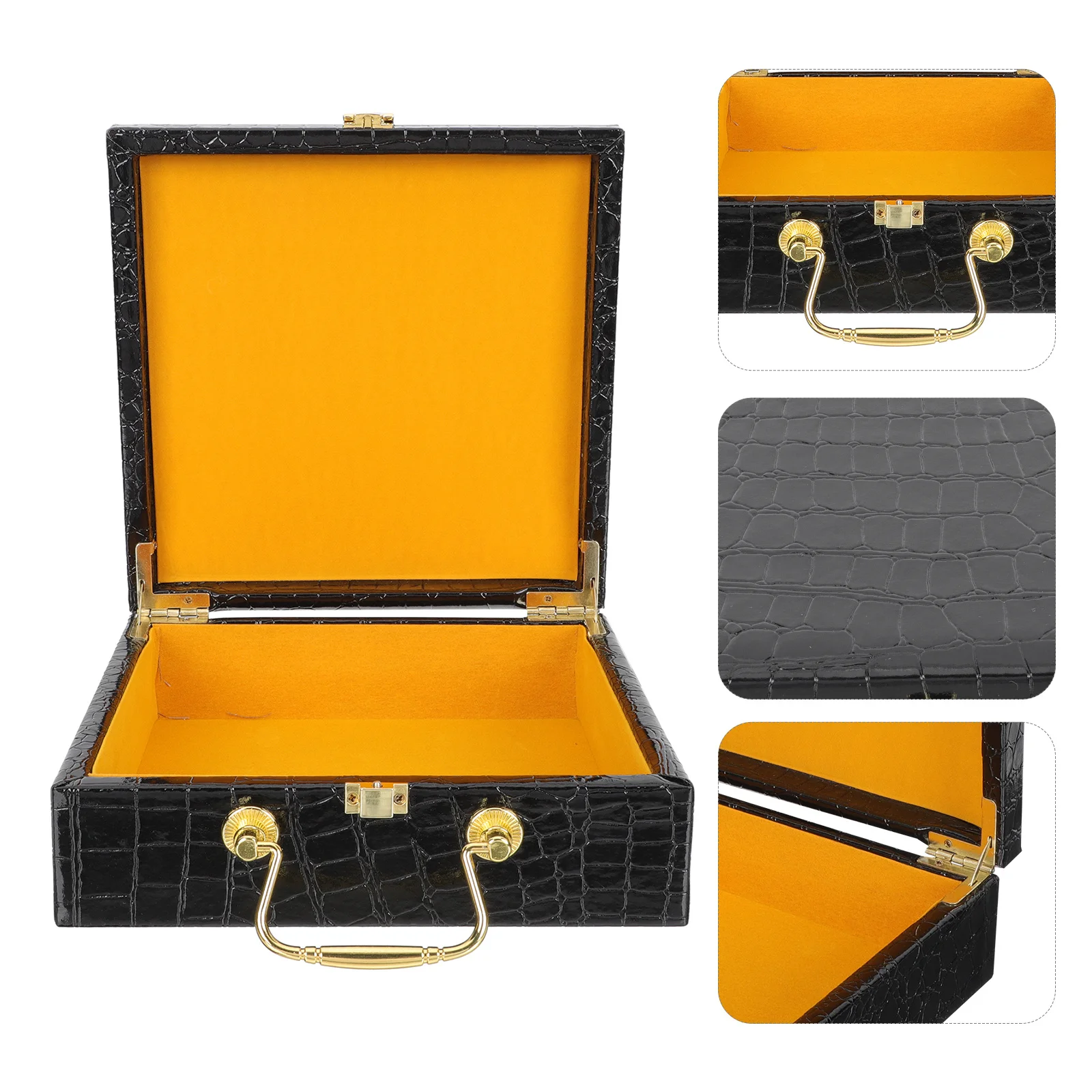 

Pu Crocodile-Print Humidor Wooden Flip-Cover Container Portable Cigar Storage Box Durable Moisture-Proof Cigar Packing Box Gift