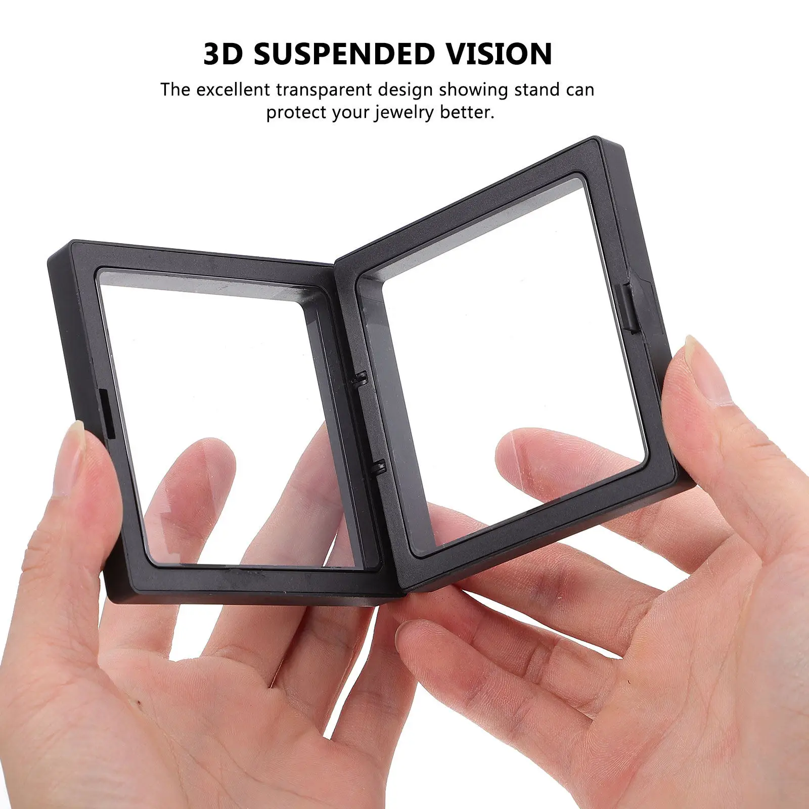 

6Sets Floating Jewelry Display Box Transparent Sturdy Pe ABS Material Anti-Oxidation Chic Decorative Organizer for Rings