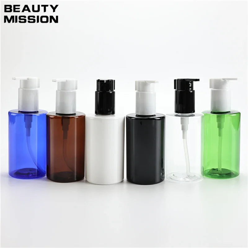 

Chunky 200ML X 25 Travel Liquid Soap Packaging Flat Shoulder Bottles With Plastic Lotion Pump Shampoo Shower Gel PET Containers