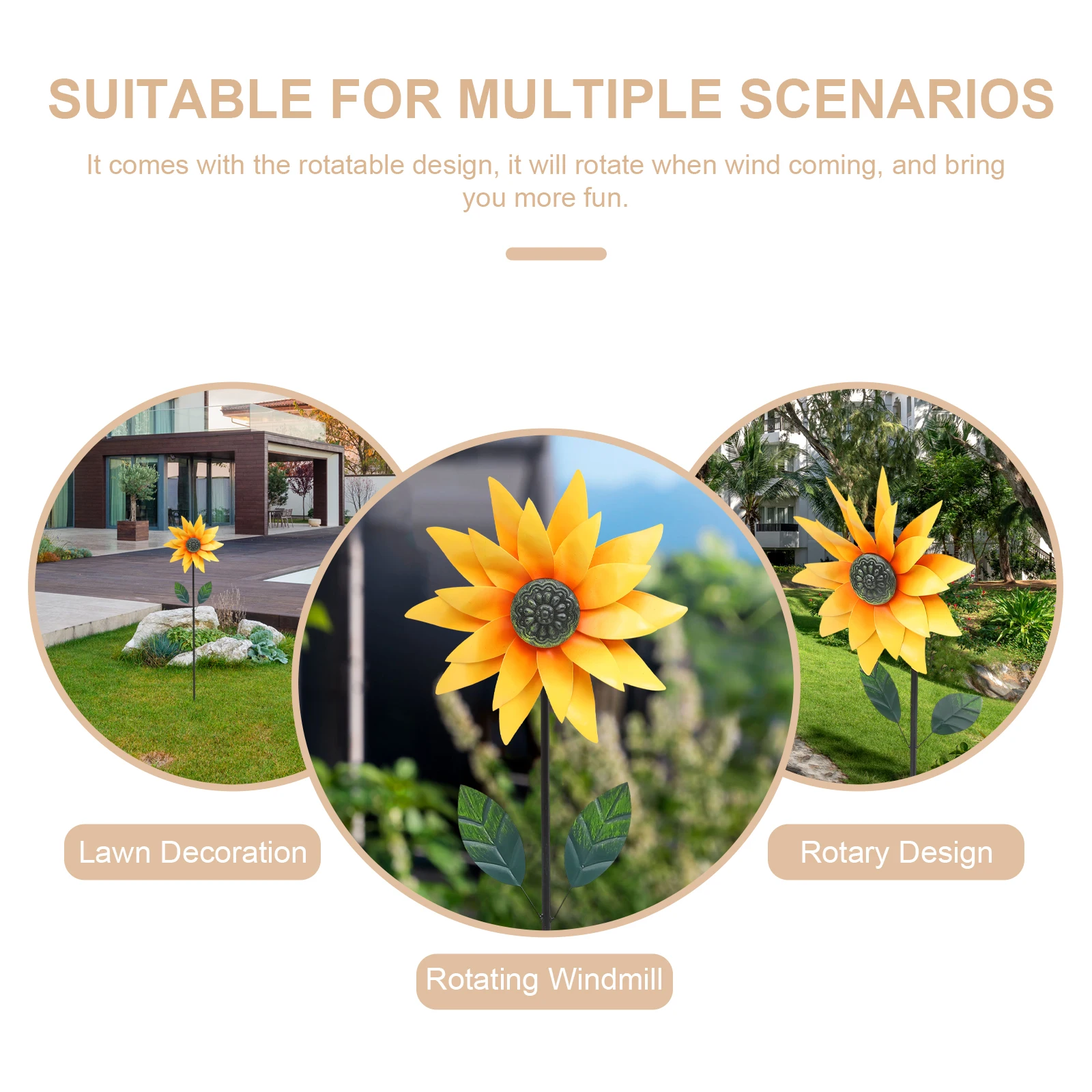 

Metal Garden Windmill Colored Large Sunflower Pinwheel Outdoor Yard Decoration Durable Rotating Windmill Colored Pinwheel