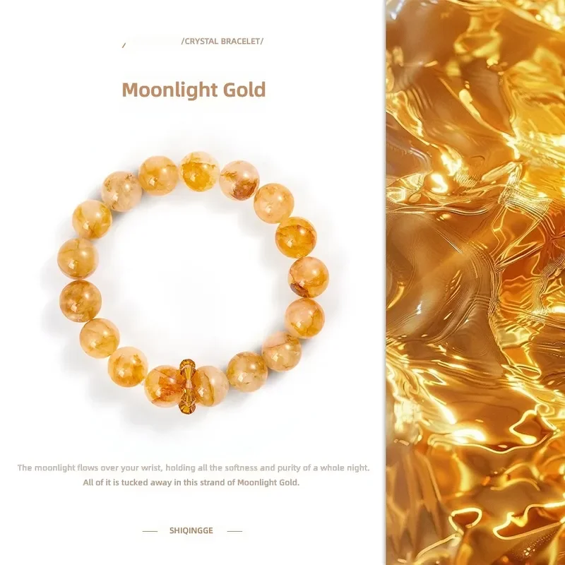 "Yuehua Gold" Natural Xanthate Flower Crystal Bracelet Genuine Extravagant Atmosphere Yellow DIY