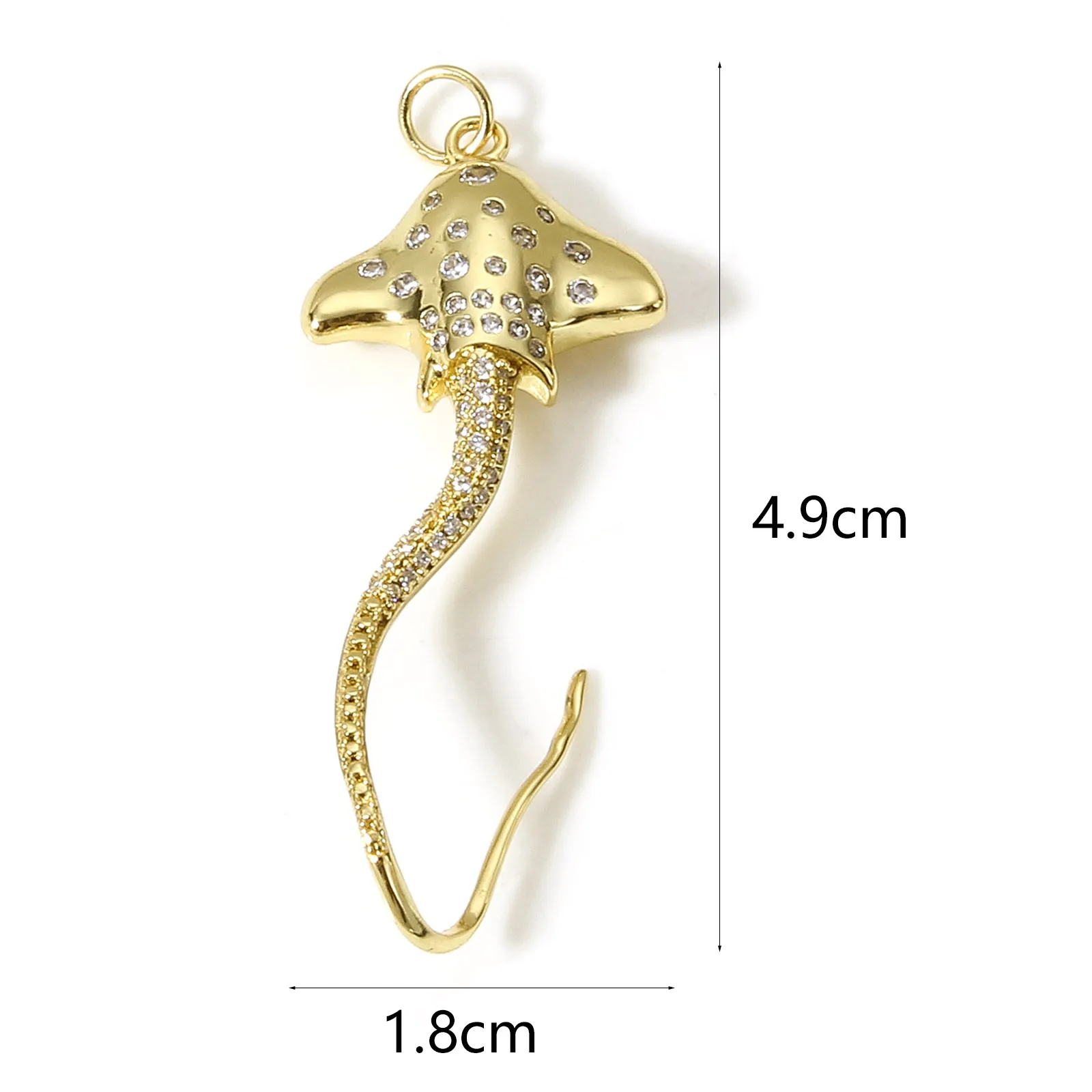 1pc Copper Pendant Ocean Jewelry Gold Color 3D Manta Ray Fish Clear Cubic Zirconia Charms DIY Necklace Jewelry 4.9cm x 1.8cm