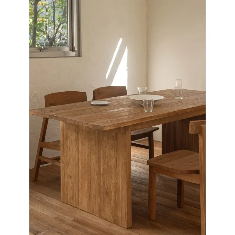 Retro wabi sandy wind old log large board table solid wood dining  home restaurant dining meeting table
