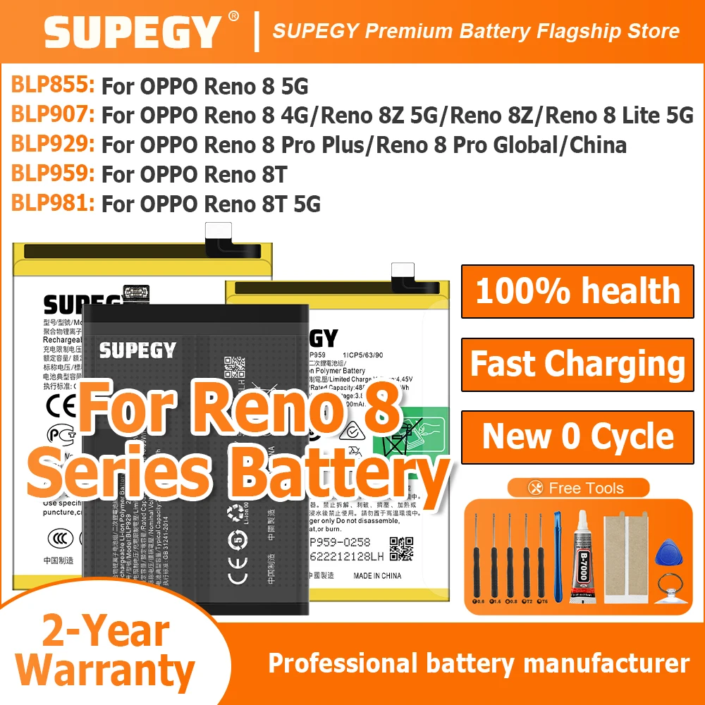 NEW BLP855 BLP907 BLP929 BLP959 BLP981 Battery For OPPO RENO8 4G /Reno8 5G/RENO8 PRO/RENO 8T/RENO 8Z/RENO 8 LITE 5G batteries