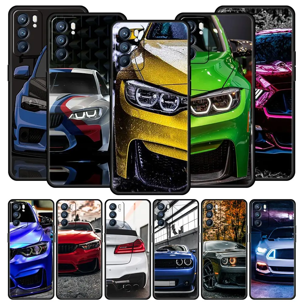 Спортивная Автомобильная задняя крышка для Oppo Find X6 Pro X5 A54 A53 A52 A9 2020 A15 A95 A17 A16 A76 A74 A57 Reno7 Reno6 Pro Plus чехол