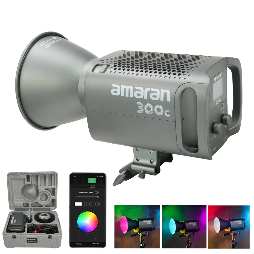 Aputure Amaran 300C RGB Full Color LED Video Light,300W Bi-Color 2500K-7500K Bowens Mount Continuous Light Bluetooth App Control