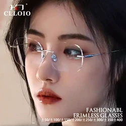 CLLOIO Ultra-light Titanium Rimless Read Glasses Simple Square Myopia Frames Anti-blue light Customized Prescription Glasses