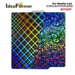 Build Plate 257x257 P2S Bambulab Spring Steel Sheet Pei Peo H1H Pey Sheet A1 X1C P1S Build Plate 3D Printer Bamboo Lab Heat Bed