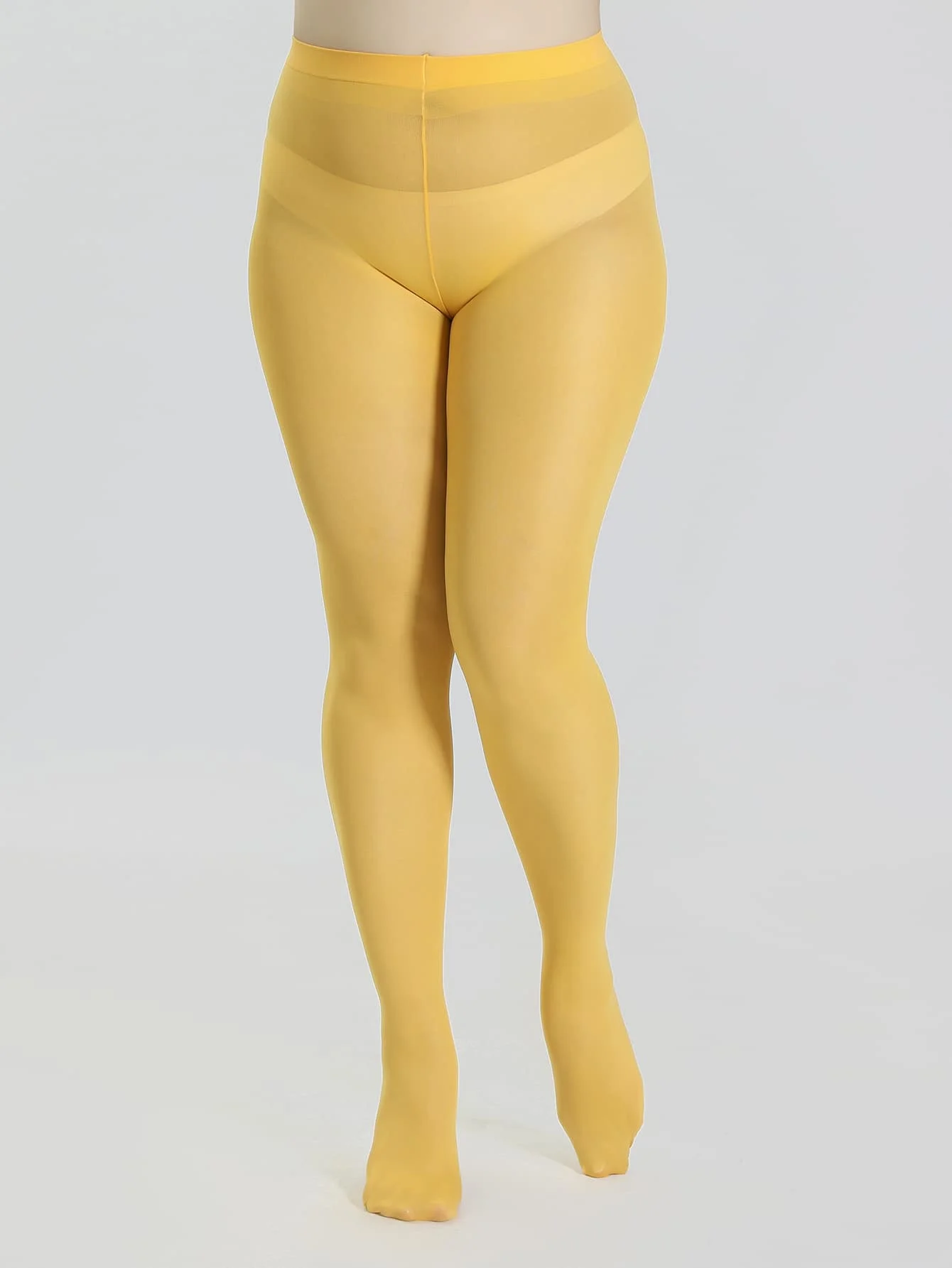 Plus Size YellowSolid Color Pantyhose for Women Radiate Confidence in Style: Embrace the Sun with These