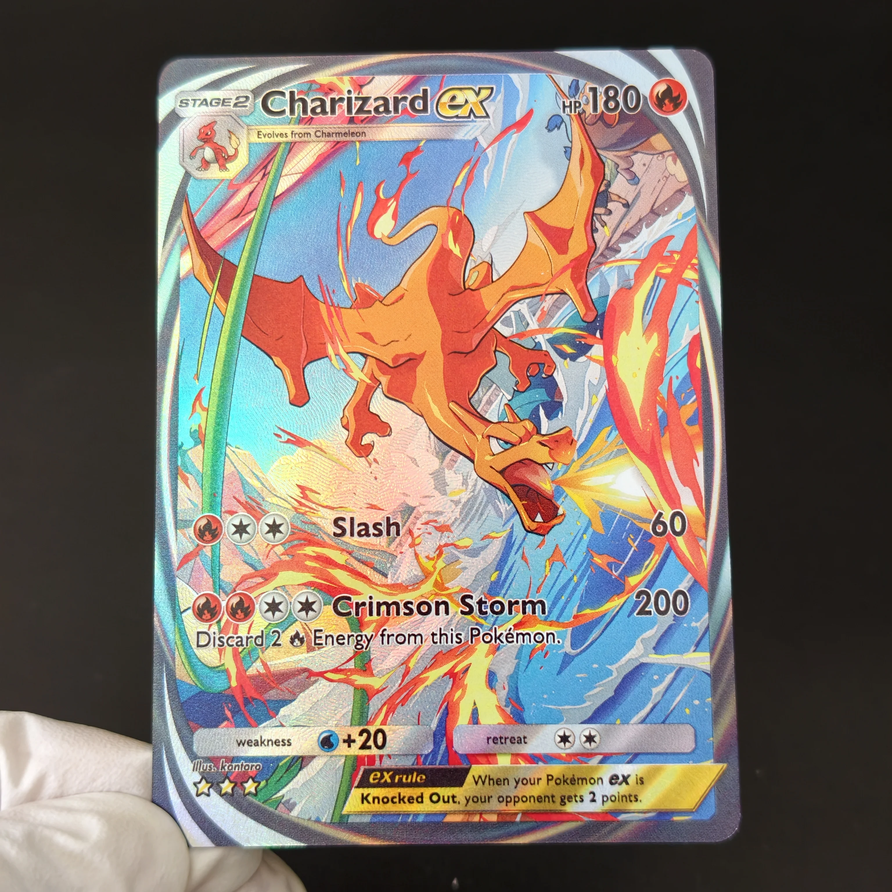 English HOT PTCG Proxy Card Pocket Charizard EX Eevee Mewtwo Palkia Giratina Card Pokemon Self Made Classic Game Anime Cards
