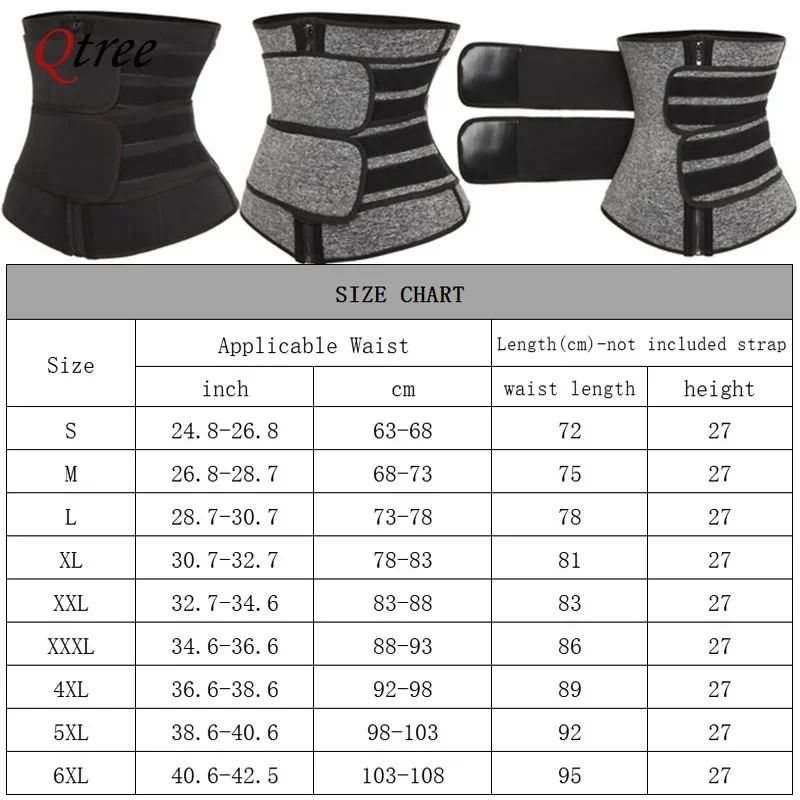 Qtree Waist Trainer Men Sweat Belt Body Shaper Sauna Trimmer Stomach Wraps Workout Band Waste Cinchers Corset Belly with Strap