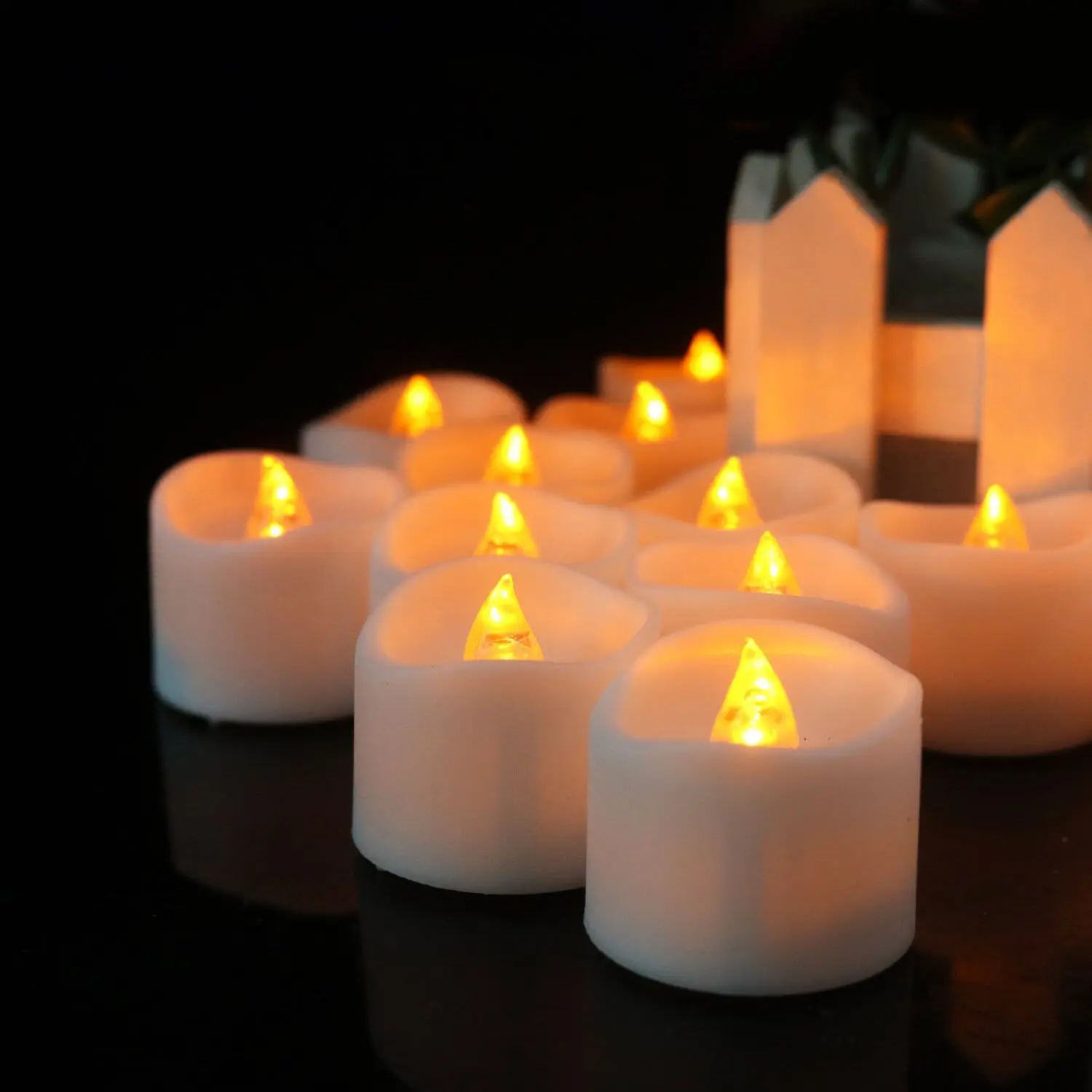 36pcs Battery operate LED Candle tealight Flameless Flicker wavy Tea Light f/Wedding Christmas Valentine table -3 color optional