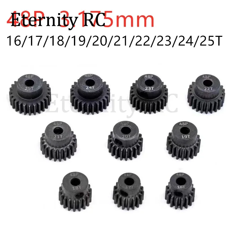 48P 3.175mm 16T 17T 18T 19T 20T 21T 22T 23T 24T 25T Steel Metal Pinion Gear Motor Gear For 1/8 1/10 RC Car Motor Parts