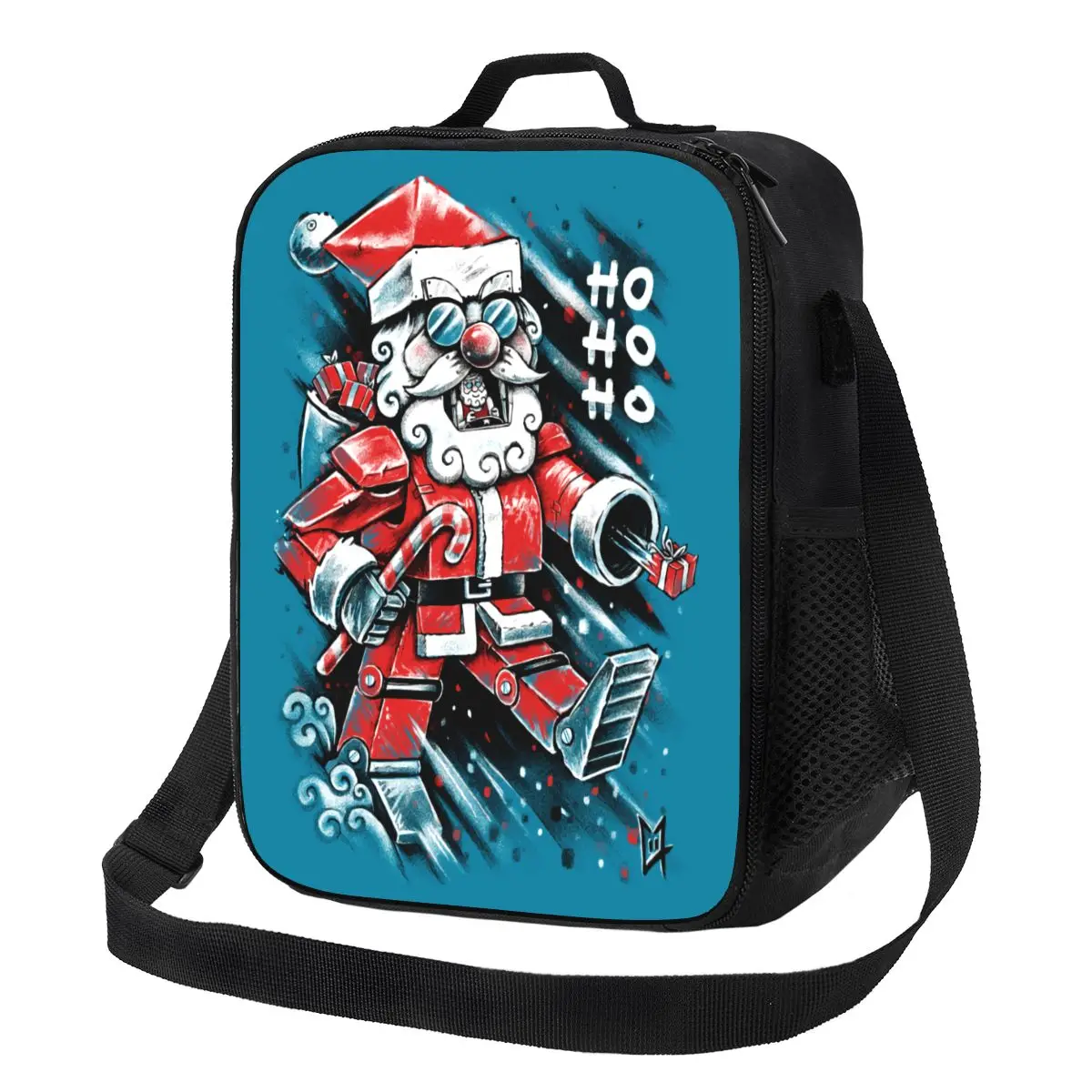 Robot Santa Claus Insulated Lunch Bag for Women Merry Christmas Gift Xmas Cooler Thermal Lunch Tote Office Work School