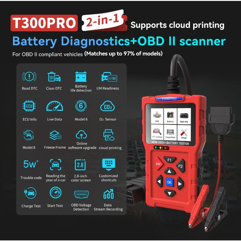 

Диагностический сканер Topdiag T300 Pro OBD2 для автомобилей, считыватель кодов неисправностей, тестер аккумулятора, инструмент для автоматического сканирования двигателя