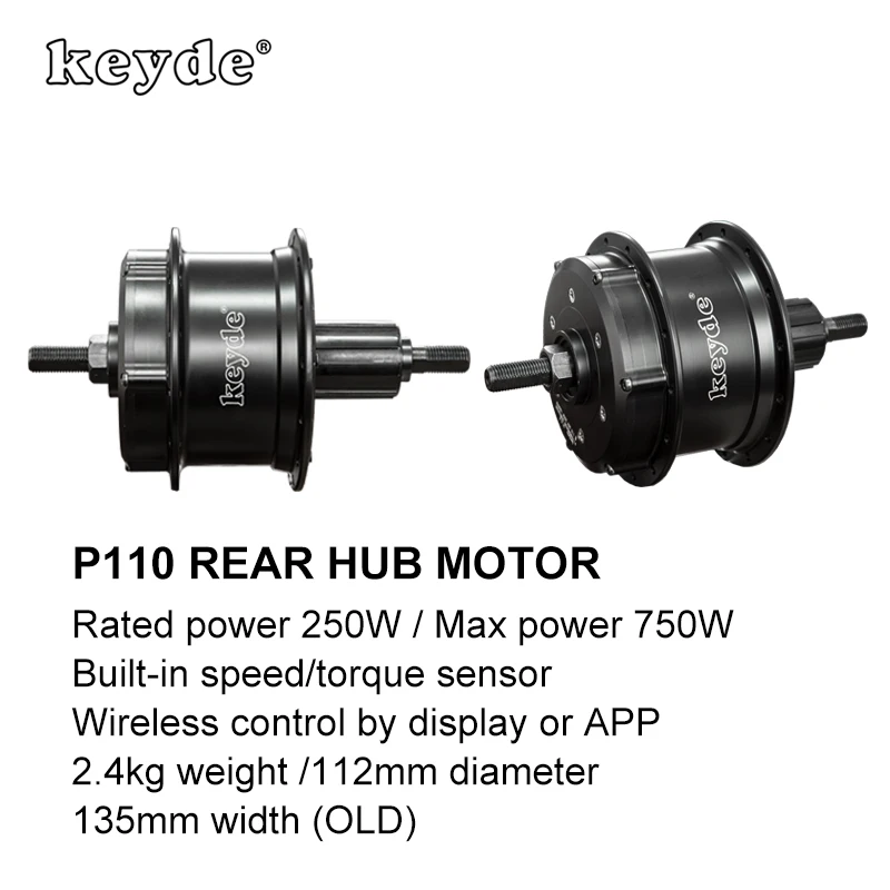 Keyde P110 motor de cubo traseiro de bicicleta elétrica 36V 750W controle sem fio CE motor ebike com grande potência