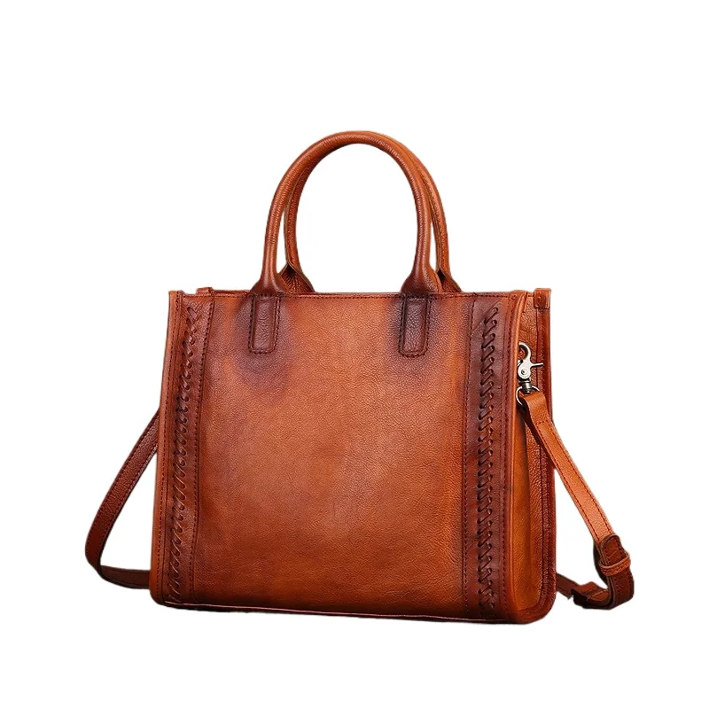 Vintage Crossbody Bag for Women Genuine Leather Adjustable Shoulder Strap Luxury Handbag Everyday Top Handle Convertible