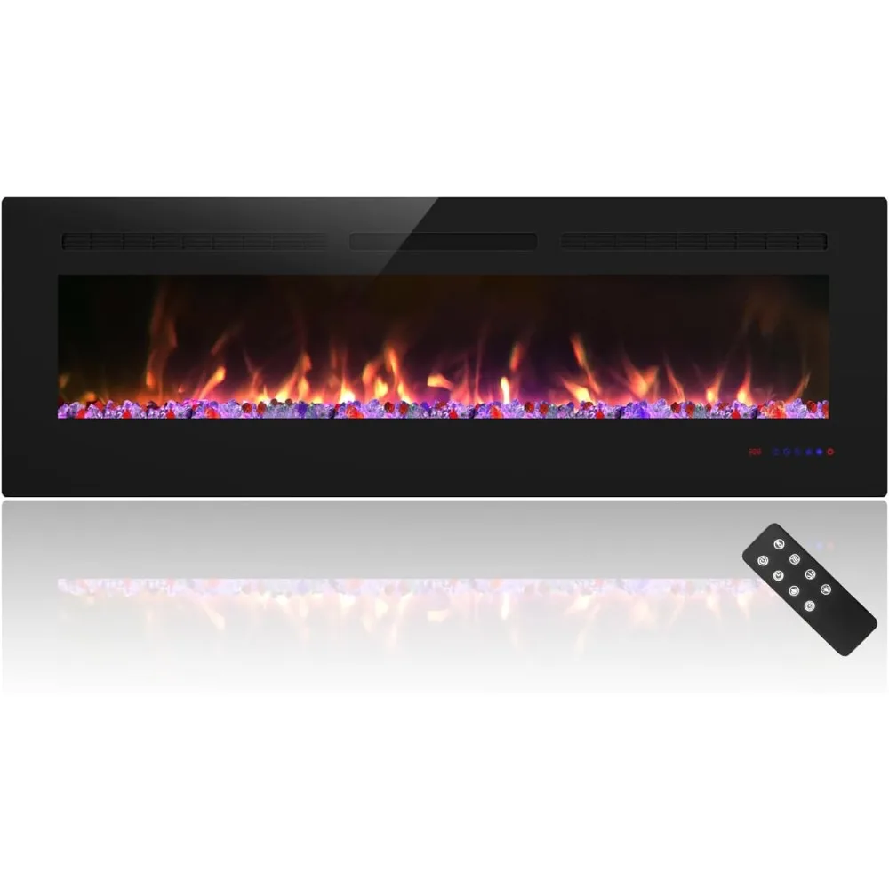 60 inch Electric Fireplace Heater, Wall Mounted & Recessed Electric Fireplace Insert, Ultra-Thin Linear Fireplace w/Thermostat